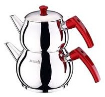 Küre Kırmızı Bakalit Kulp Çaydanlık Kırmızı