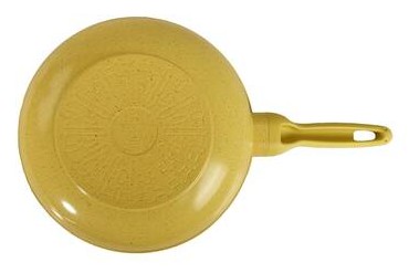 Ametist 28 cm Bakalit Kulp Sarı Wok Döküm Tava Sarı