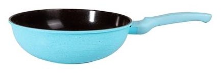 Ametist 28 cm Bakalit Kulp Mavi Wok Döküm Tava Açık Mavi