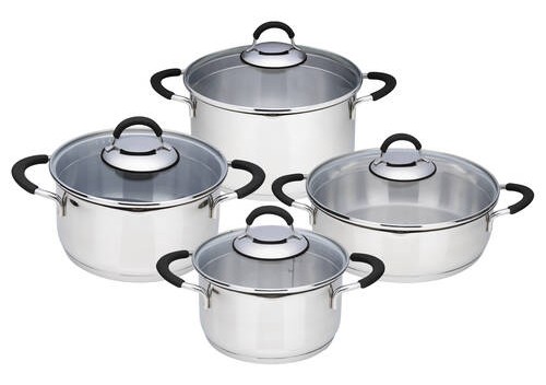 Akdeniz 8 Pcs Silikon Kulplu Çelik Tencere Seti